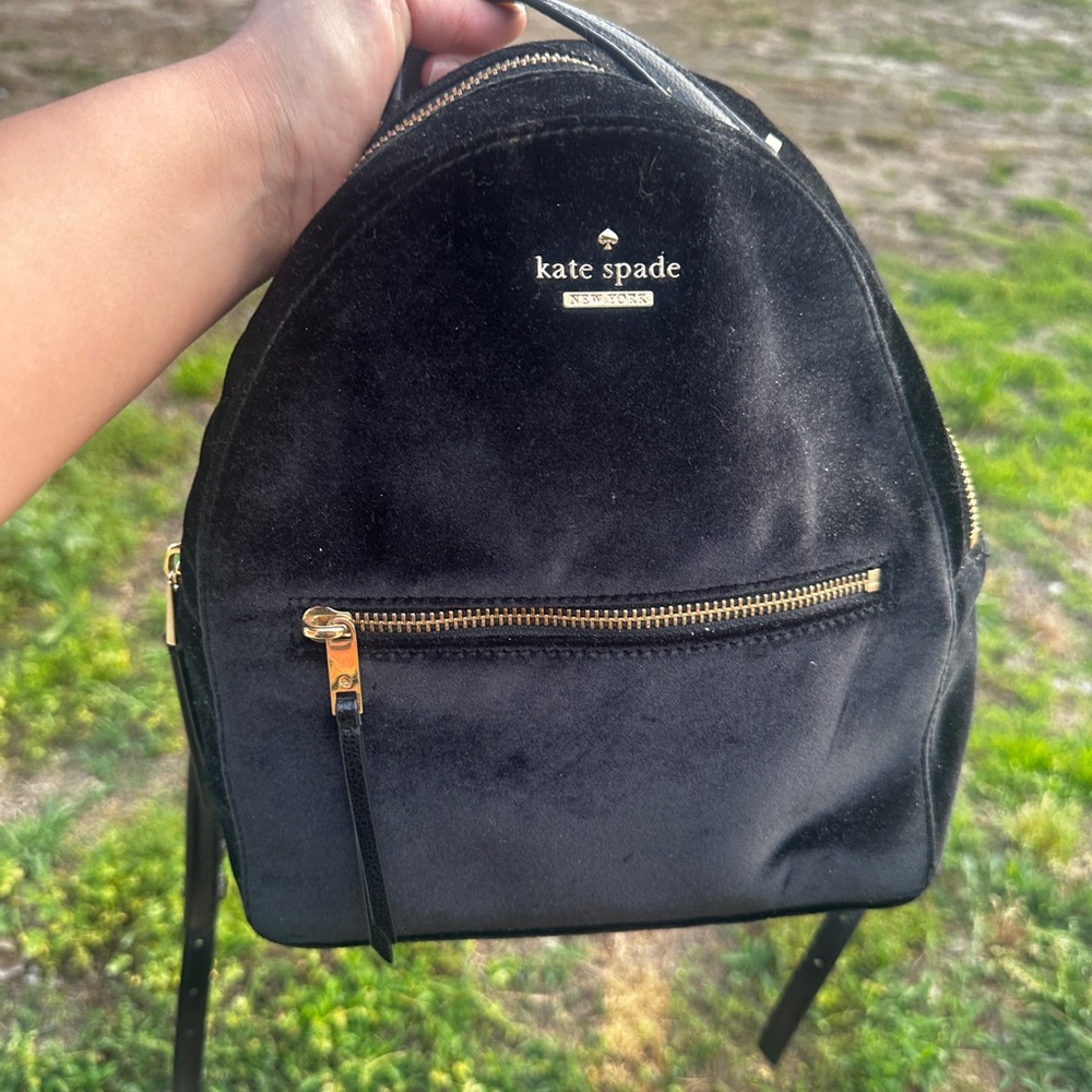 Kate Spade Black Velvet Backpack